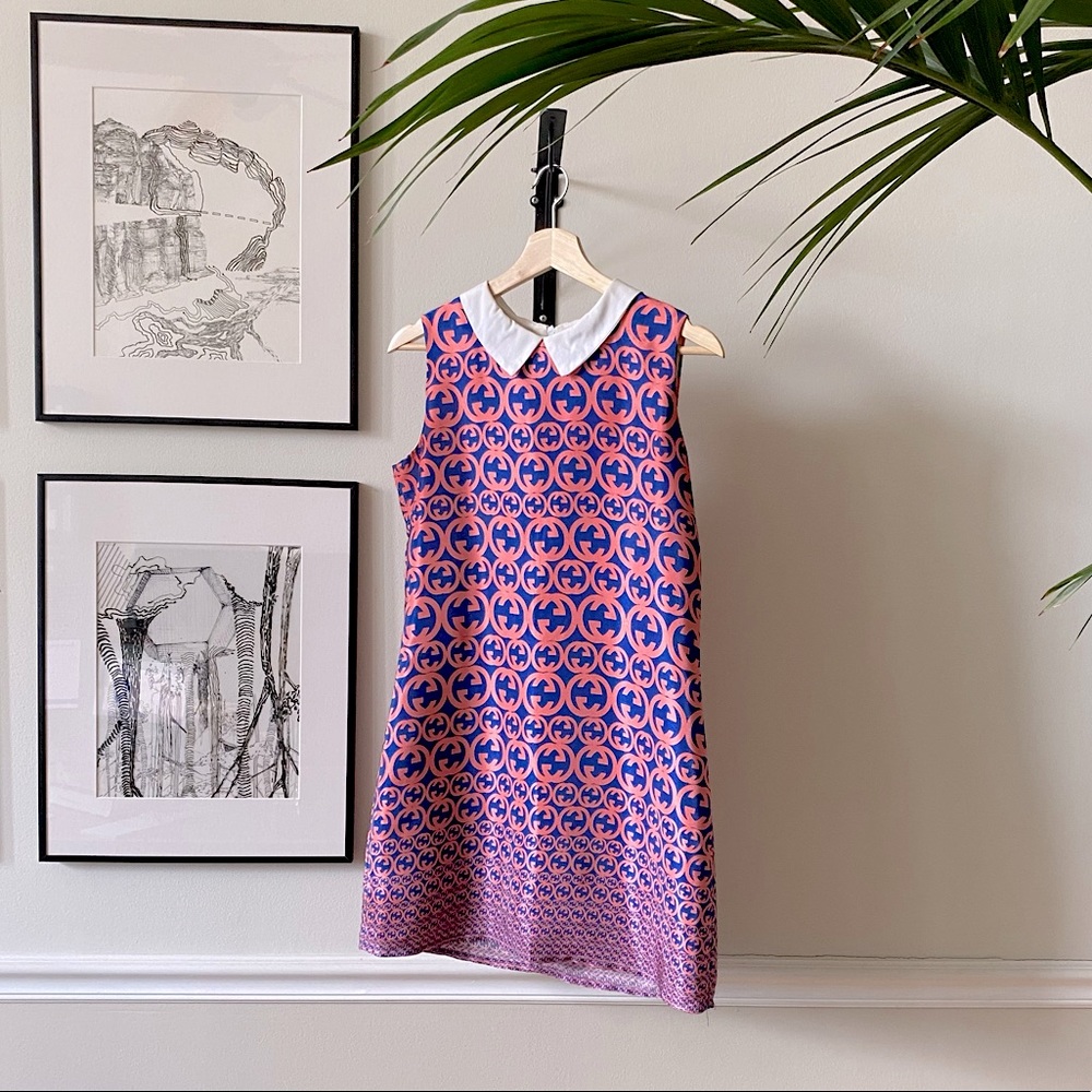 Gucci Contrast Collar Silk Mini Dress